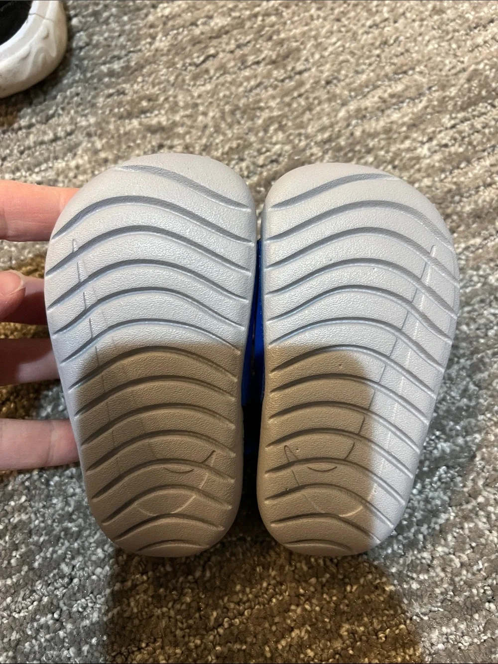 Nike Kids Blue and White Backstrap Slide Sandals